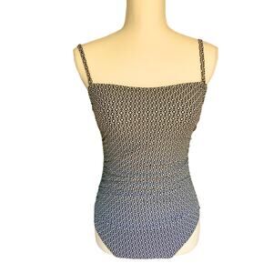 DKNY Black White Diamond Print One Piece Swimsuit Removable straps Women’s Small